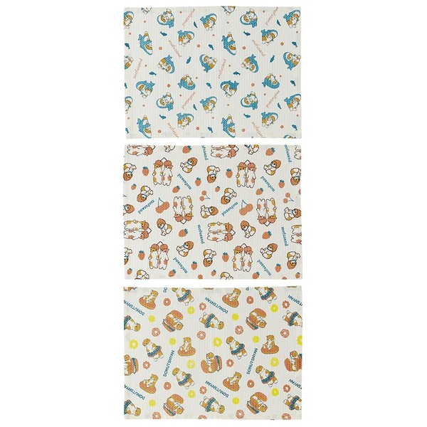 Skater KFWC3-A Waffle Fabric Dish Towel, 3 Pieces, 12.2 x 16.1 inches (31 x 41 cm), Cloth Mofusand Muffsand