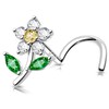 MeIighting 20G Sterling Silver 925 Flower Nose Stud S-Shaped Nose