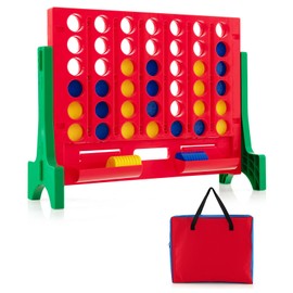 HONEY JOY Giant 4 in A Row, Wall Mounted & Tabletop Four Connect Game, Indoor Outdoor Board Game for Adults Kids, Basement Game Room Decor, Jumbo 4-to-Score Connect Game Set w/Carrying Bag & 42 Coins