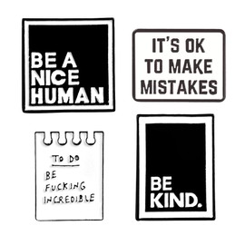 Fun Quotes Enamel Pins Be Kind Be A Nice Human Brooches Dialog Badge Shirt Lapel Pin Novel Motto Enamel Pin for Bag Jewelry Gift
