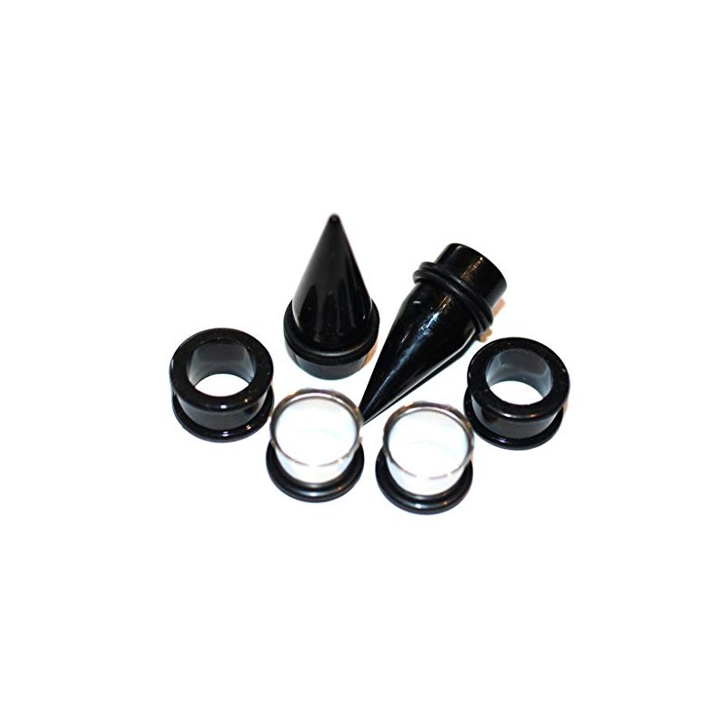 Zaya Body Jewelry 3 PAIRS of Black Tapers, Steel Tunnels