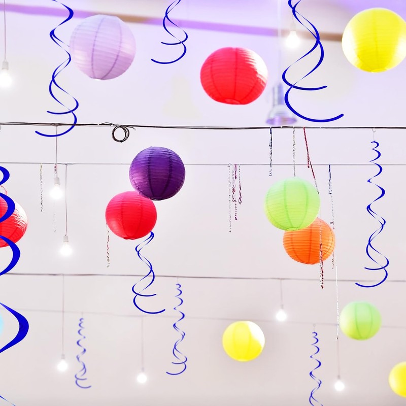 Blue Hanging Swirls Party Decorations 30 pcs Ceiling Swirl Foil