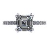 Asscher Cut Pure Brilliance Zirconia Solitaire Engagement Ring w/sides- Silver-