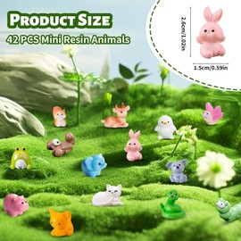 42Pcs Mini Resin Animals, 42 Style Cute Tiny Resin Animals Miniature Little Small Animal Figures Micro Fairy Garden Landscape Accessories Dollhouse Hide Crafts Aquarium Decor