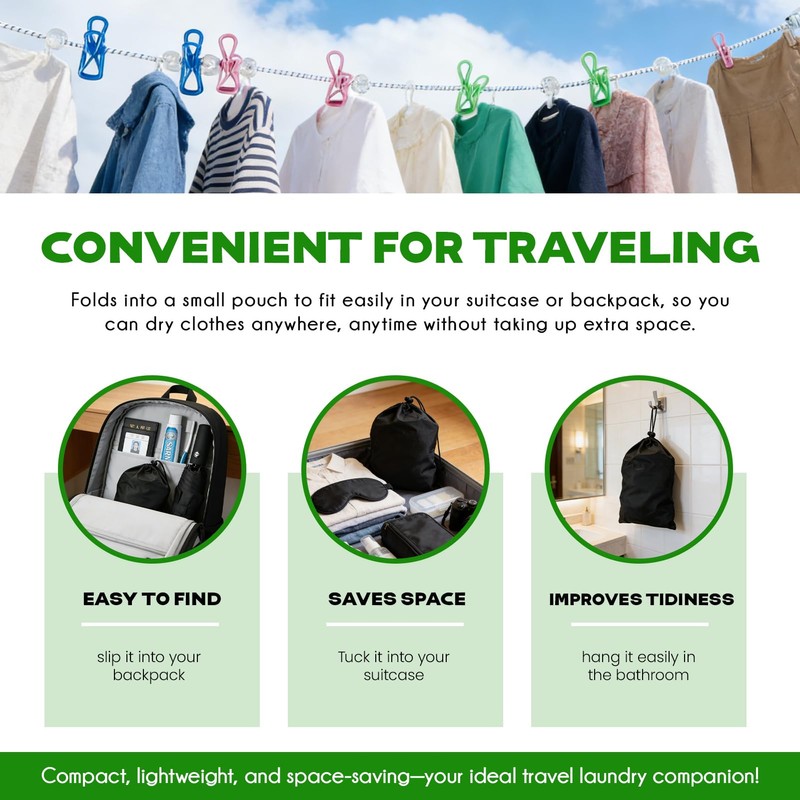 2 Pack Magnetic Retractable Clothes Line for Cabin - Approved