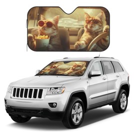 Funny Cat Windshield Sun Shade Foldable Car Front Windshield Sunshade Fit for Cars Trucks Suvs Blocks Uv Rays Sun Visor Protector Keeps Your Vehicle Cool Small