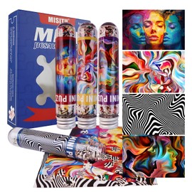 MISITU 4 Pack of 150 Mini Puzzles for Adults, Small Tricky Abstract Pattern Jigsaw Puzzles