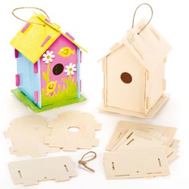 Baker Ross EF665 Wooden Birdhouse Kits (Pack Of 2) For Kids To Make & Decorate