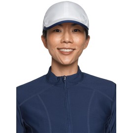 Coolibar UPF 50+ Men's Women's Wave Rider Sport Cap - Sun Protective (Small/Medium- White)