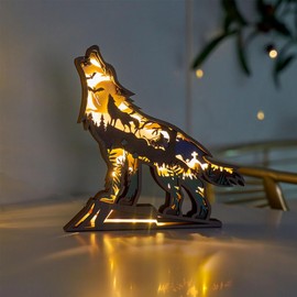 3D Wooden Animal Carving LED Night Light, Wood Carving Light, Modern Home Decoration, Decorative Tables, Cabinets, Living Rooms, Bedrooms, Offices, Farmhouses, Bookshelves, Perfect Holiday Gifts
