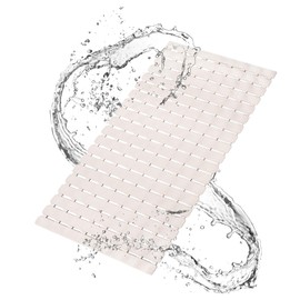 Non-Slip Bathtub Mat with Drain Holes and Large Suction Cups, Shower Floor Mat for Bathroom, Bath Tub Shower Mats Anti Slip Bathroom Mat (Off-White)
