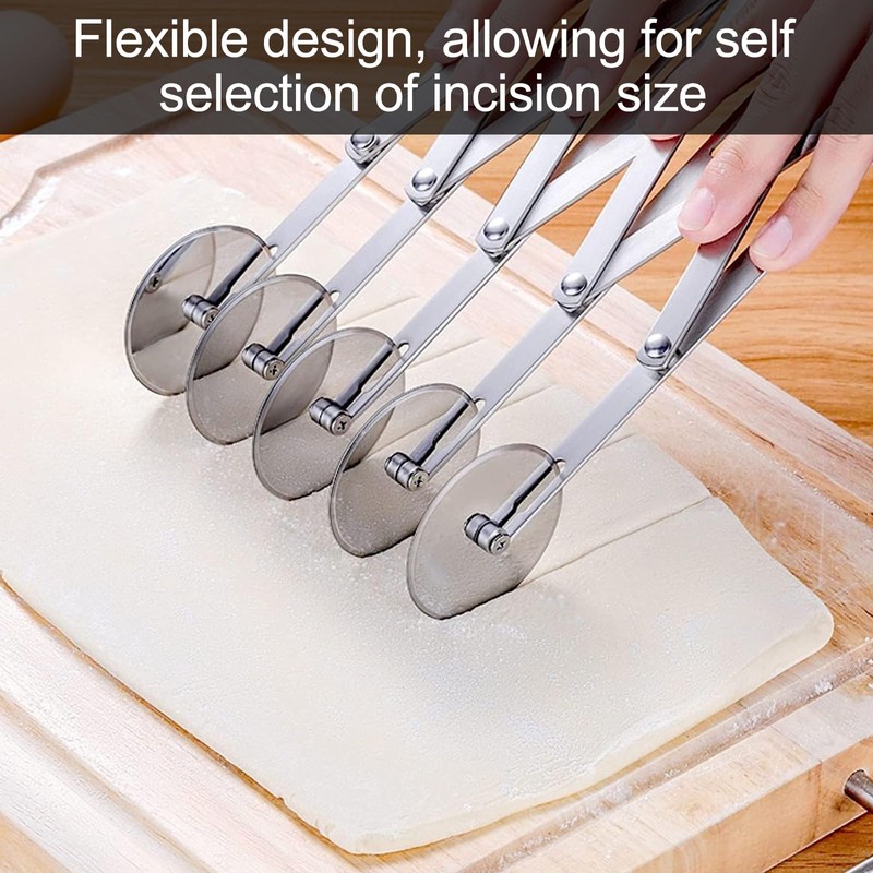Ruiqas 5 Wheel Stainless Steel Pastry Pizza Cutter Dough Cutter