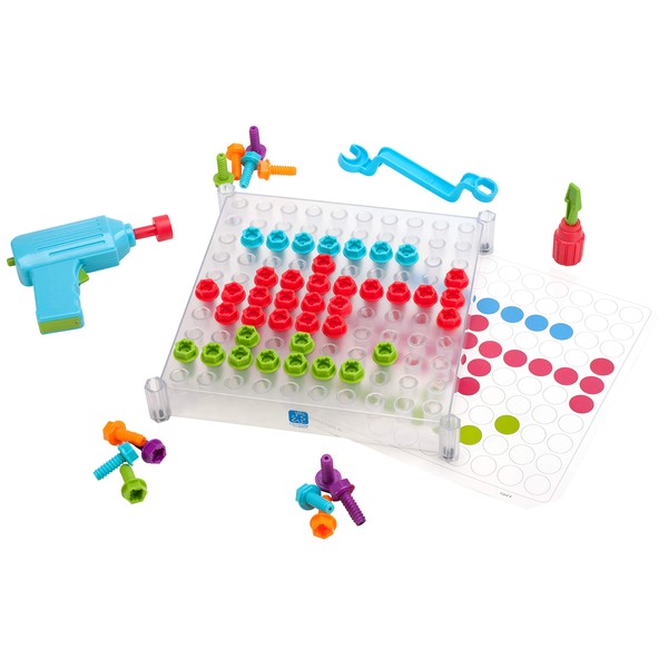 Educational Insights Design & Drill See-Through Creative Workshop: 136 Piece Set with Drill Toy, Kids Drill Sets, STEM Toy, Ages 3+