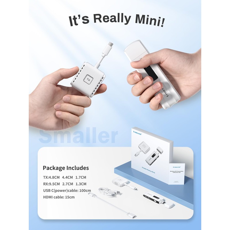 Lemorele Wireless USB-C Transmitter and HDMI Receiver Kit 164FT Range,