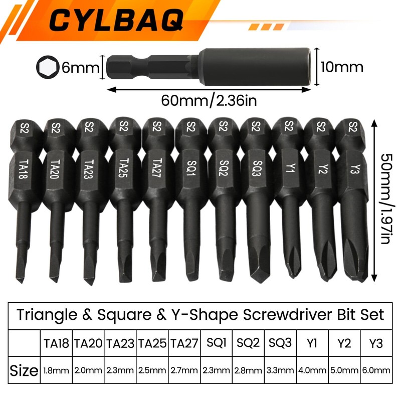 CYLBAQ Square, Triangle Head and Y Shaped Tri Wing Screwdriver