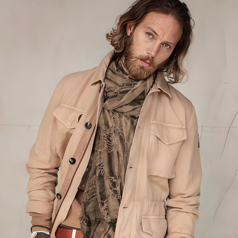 Wrap Dune Wasteland Hooded Shawl With Viking Brooch | Cowl