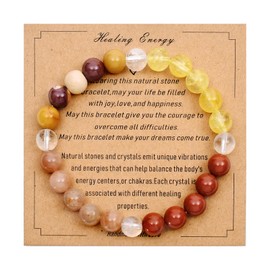 Ayriwoyi Healing Bracelet For Women Citrine Bracelet Natural Stone Beaded Bracelet Red Jasper Sunstone Carnelian Bracelets Meditation Crystal Bracelet