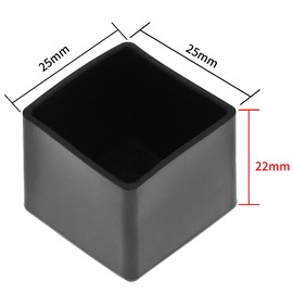 Bonsicoky 10Pcs 1" Square Chair Leg Caps, Black Vinyl Flexible Chair Leg Cover Floor Protectors for Furniture Legs, 25 x 25mm