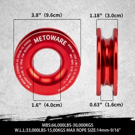 METOWARE Snatch Block Ring, Winch Pulley with 1/2'' Soft Shackle, 3" X 8' Tree Saver Strap Recovery Kit for Off-Road Sailing UTV, ATV, Trucks