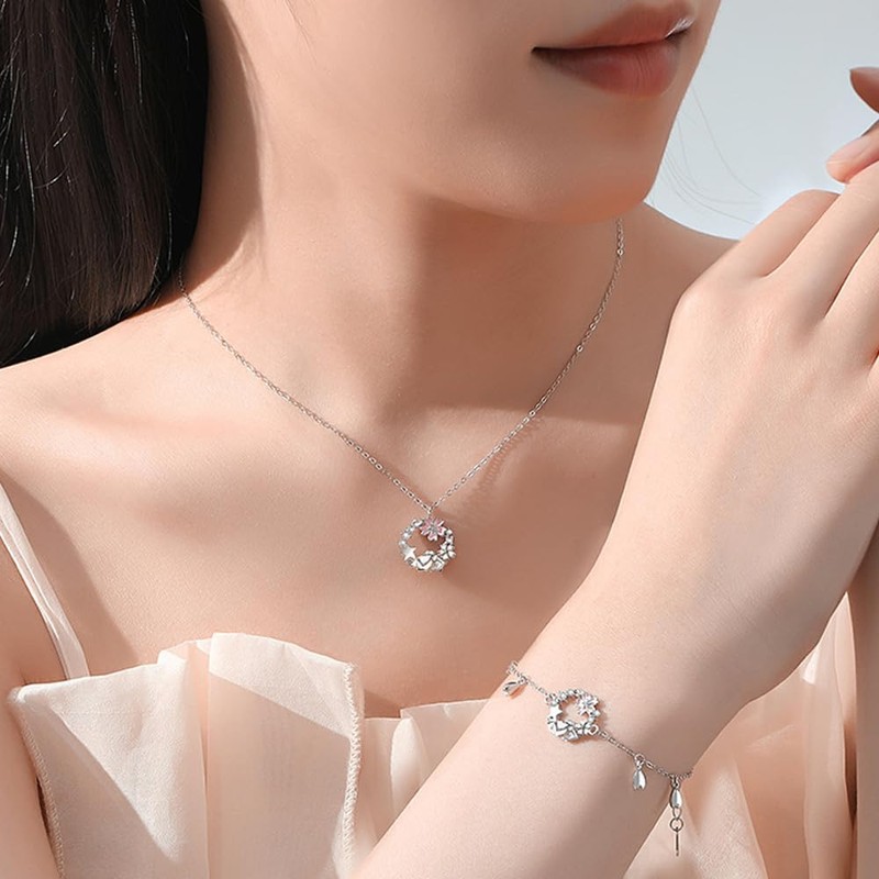 K.L.Y Women's Wreath Rabbit Bracelet, 925 Silver, Zirconia CZ, Hypoallergenic,