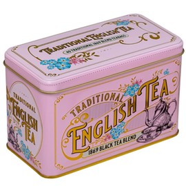 New English Teas Vintage Pink Tea Tin with Victorian Illustrations 40 Count Pack