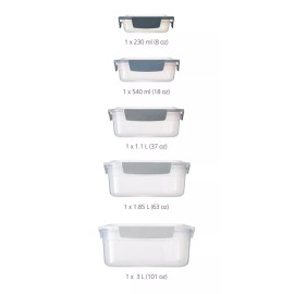 Joseph Joseph Set 5 Recipientes Para Alimentos Con Tapa Hermetica Jj-069