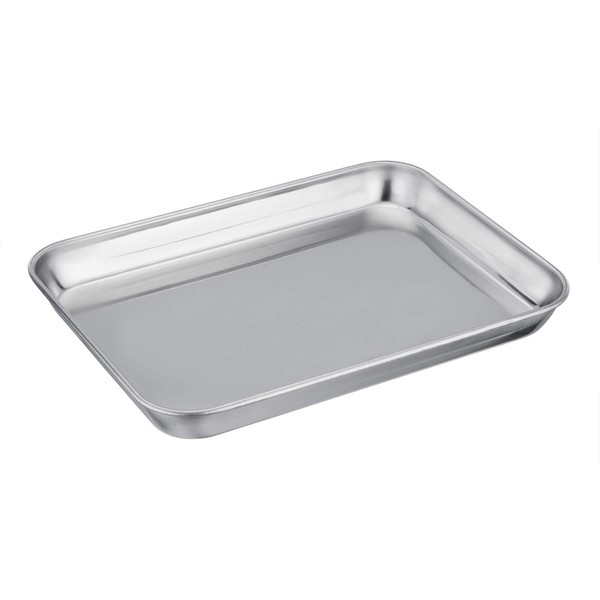 TeamFar Pure Stainless Steel Toaster Oven Pan Tray Ovenware, 7''x9.3''x1'', Heavy Duty & Healthy, Mirror Finish & Easy clean, Deep Edge, Dishwasher Safe (18/0 Steel)