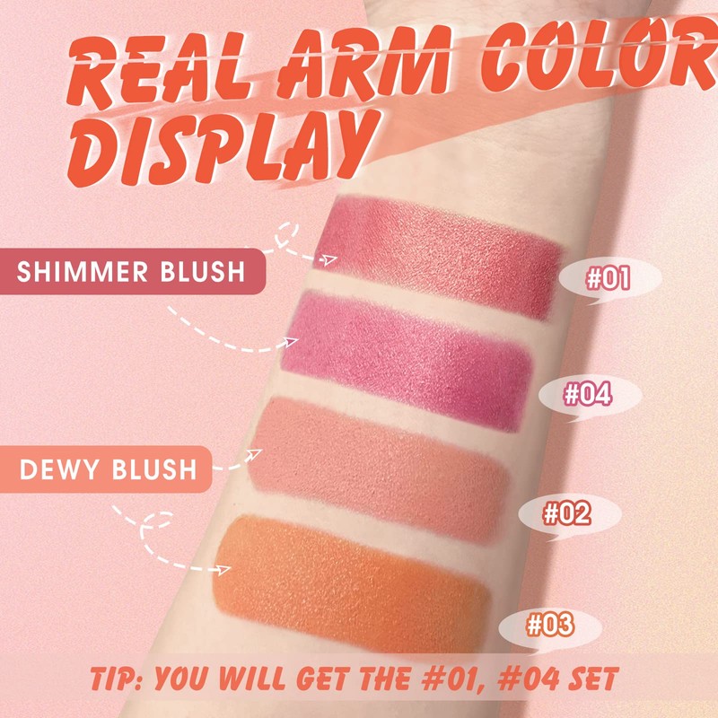 LSxia 2 Pcs Cream Blush Sticks - Natural & Matte,