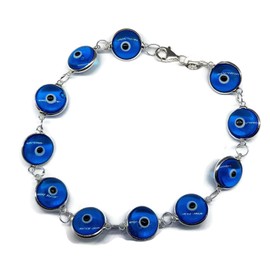 MYSTIC JEWELS - Silver Bracelet with Evil Eye Amulet, Protection and Good Luck
