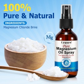 Pure Magnesium Oil Spray, Magnesium Oil for Feet, Topical Magnesium Spray Glass Bottle, Magnesium Spray for Feet, Magnesium Body Spray, Easy to Absorb & Use -2.0 oz