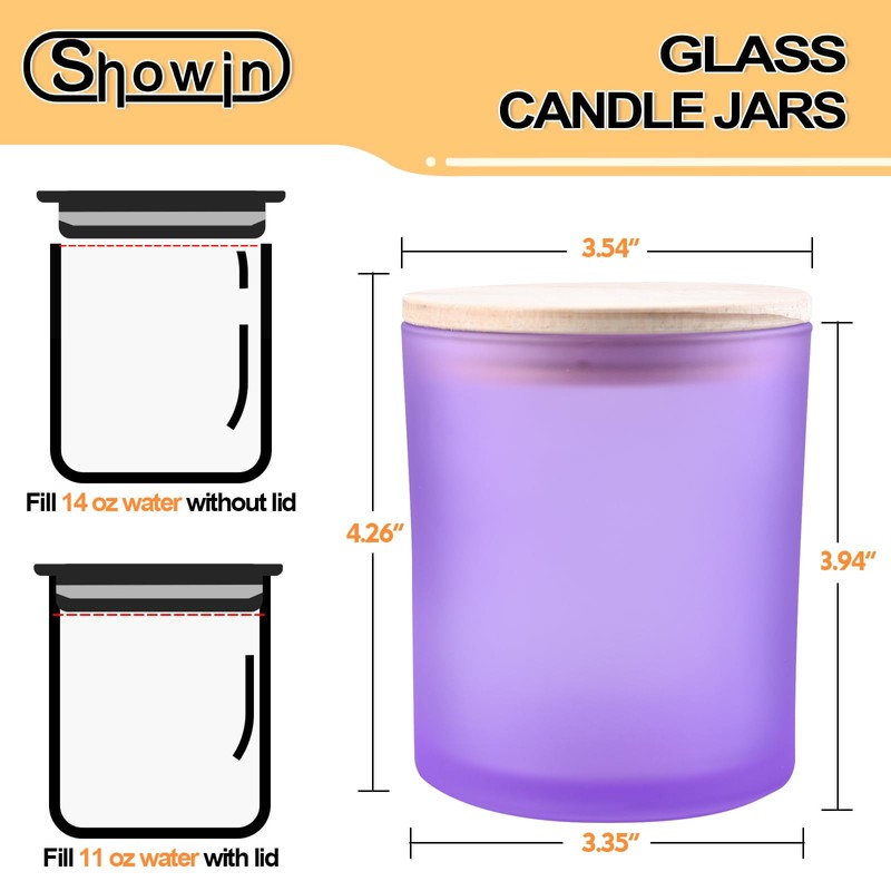 SHOWIN 14 OZ Thick Candle Jars for Making Candles 12