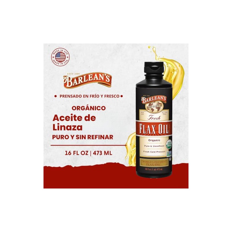 Barlean's Organic Oils Fresh Flax Oil, 16-Ounce Bottle