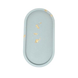 Gold Leafed Concrete Oval Tray | Bathroom Counter, Toilet Tank, Vanity Tray, & Vanity Organizer for Neutral Apartment and Home Decor by Lex Moderne… (Ocean)
