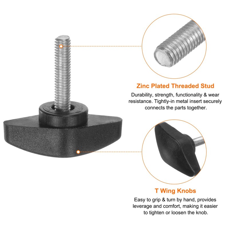 HARFINGTON 4pcs Tee Wing Knobs Thumb Screws M5 x 20mm