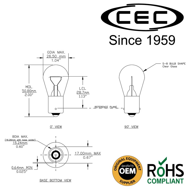 CEC Industries 93 Bulb, Used for Interior Lighting, Warm White