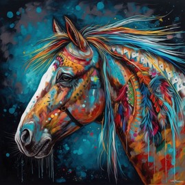 PAMMUQ Paint by Numbers for Adults 16x20 inch Canvas Adults' Paint by Number Kits on Canvas DIY Oil Painting by Numbers for Adults -Watercolor Animal Horse(ST18)