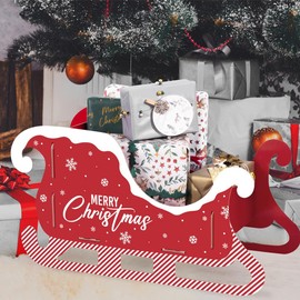 YöL Red Reusable Santa Sleigh with Alphabet Stickers for Personalization - Festive Gift Holder and Holiday Decor - Perfect for Customizing Christmas Displays and Treats