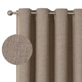 Airwill Natural Linen Curtains, 84 Inch Faux Linen Boho Farmhouse Curtains Grommet Drapes Window Panels for Living Room, Set of 2 Panels(52x84 Inch, Linen)