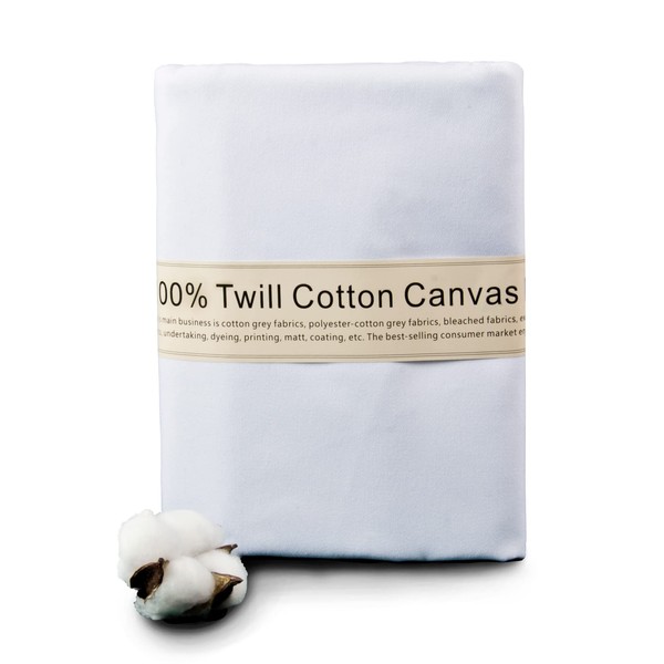 5 Yard White Twill Cotton Canvas Fabric,Natural Thick Cotton Poplin