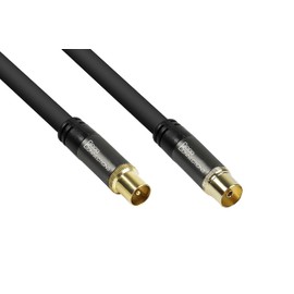 Good Connections SAT TV Antenna Cable – Coax plug to Coax socket – 2 x Sheath Current Filter (Ferrite Core) Double Shielding – Shielding Dimensions SmartFLEX - IEC/Coax Plug to Socket 1 m Black