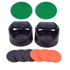 Air Hockey Pushers and Air Hockey Pucks, 2 PCS Black Striker with 3 PCS Red puck, 3 PCS Black Puck