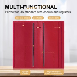 CASMONAL Checkbook Covers for Personal Checkbook Holder RFID Blocking Premium Leather Checkbook Cover for Duplicate Checks