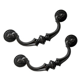HOUSEHOOK 4 Pack Vintage Bail Drawer Pulls, 5-3/8" Hole Centers Oil-Rubbed Bronze Cabinet Handles, Classic Drop Pull Handles for Dresser, Cupboard, Wardrobe, Kitchen Cabinets