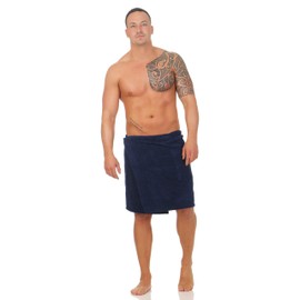Class Home Collection Men's and Women's Terry Cotton Sauna Kilt with Velcro Fastener and Pocket, 50 x 136 cm