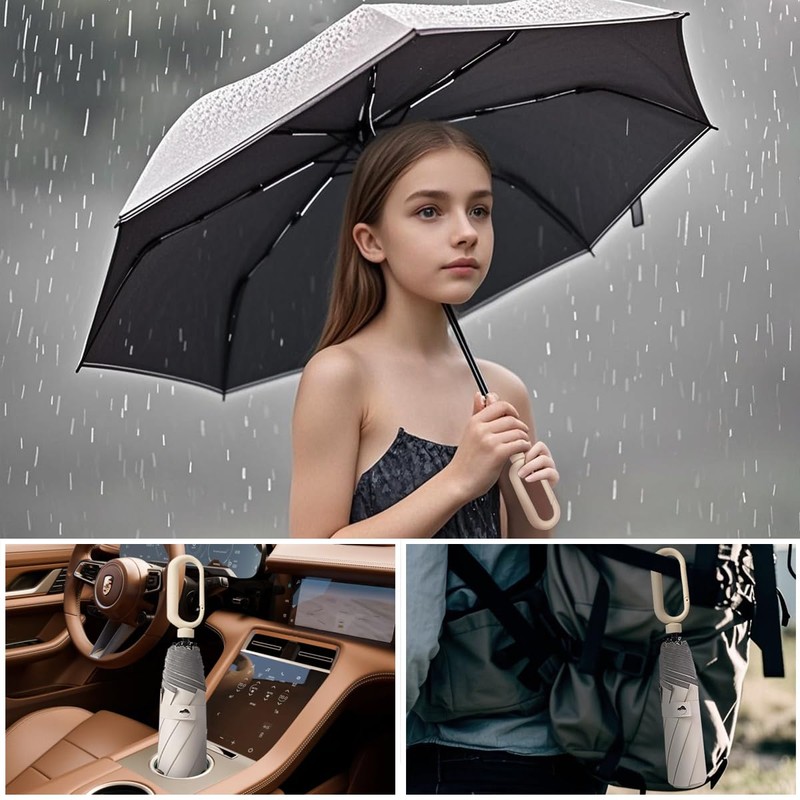 Foldable Windproof Ring Buckle Umbrella with Protect the Reflective Strip