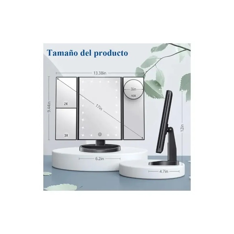 Espejo Maquillaje con Luz Iluminacíon 21 LED y Aumento 1X