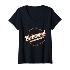 Womens Retro Athletic Richmond MA Apparel V-Neck T-Shirt