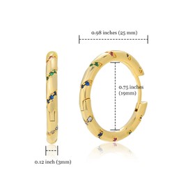 MESOVOR Gold Creolen Ohrringe für Damen, 14 Karat Vergoldete Leichte Huggie Ohrringe | Bunte Hypoallergene Ohrringe aus Zirkonia (Gold)