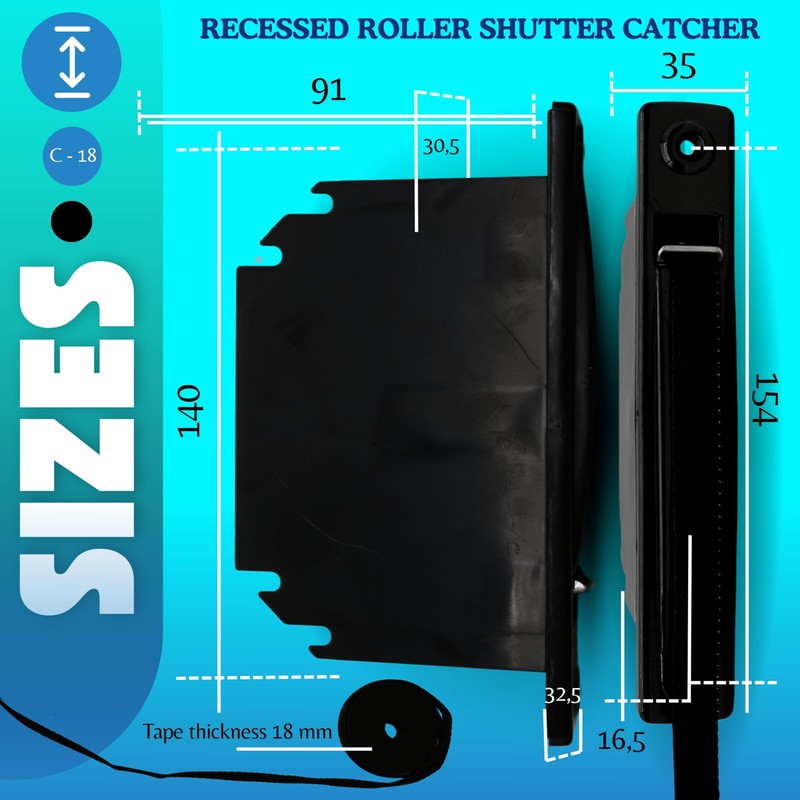 DOJA Barcelona Roller Shutter Belt Winder Flush-Mounted 18 mm Blind