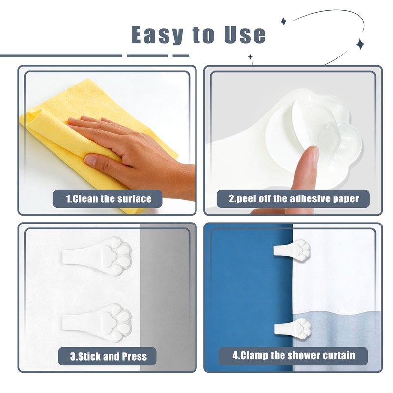 4 Pack Magnetic Silicone Shower Curtain Clips to Keep Liner